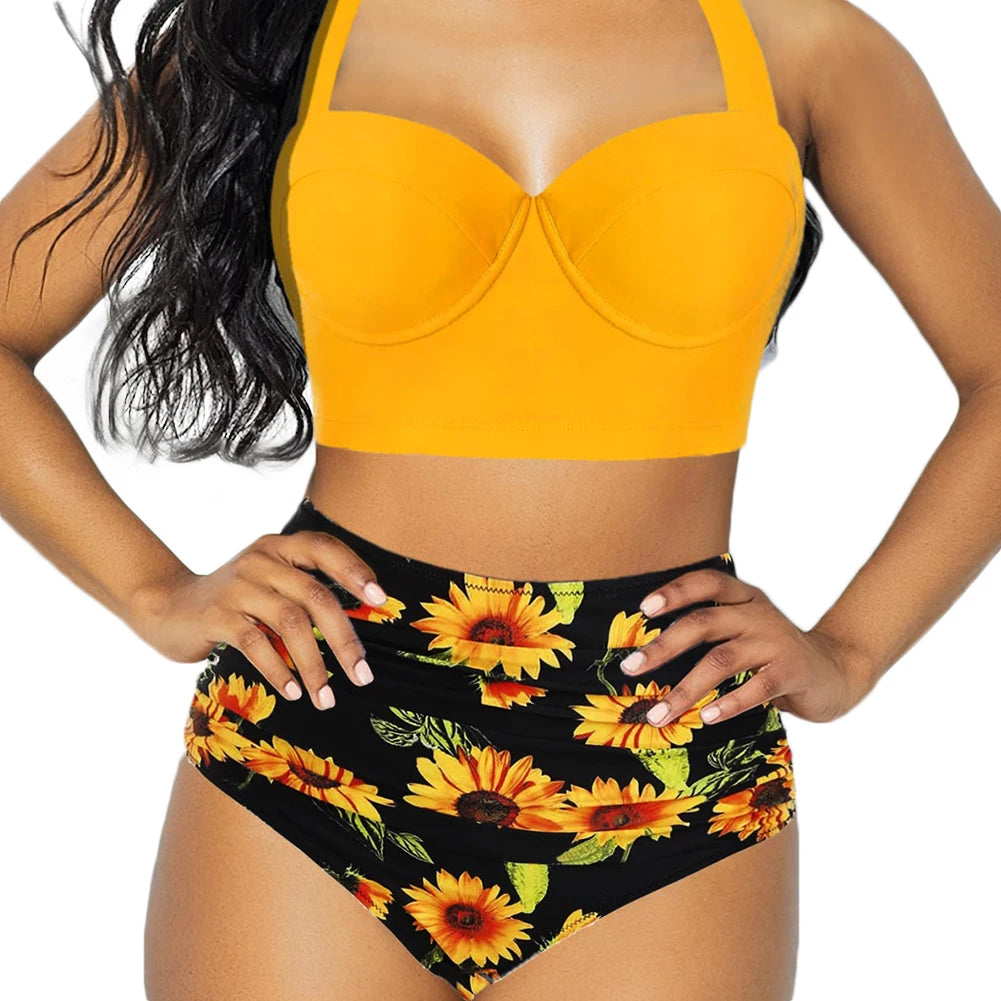 LuxeWave Floral Push-Up Bikini