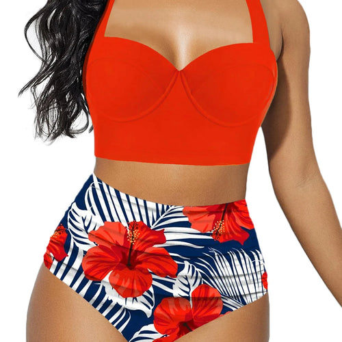 LuxeWave Floral Push-Up Bikini