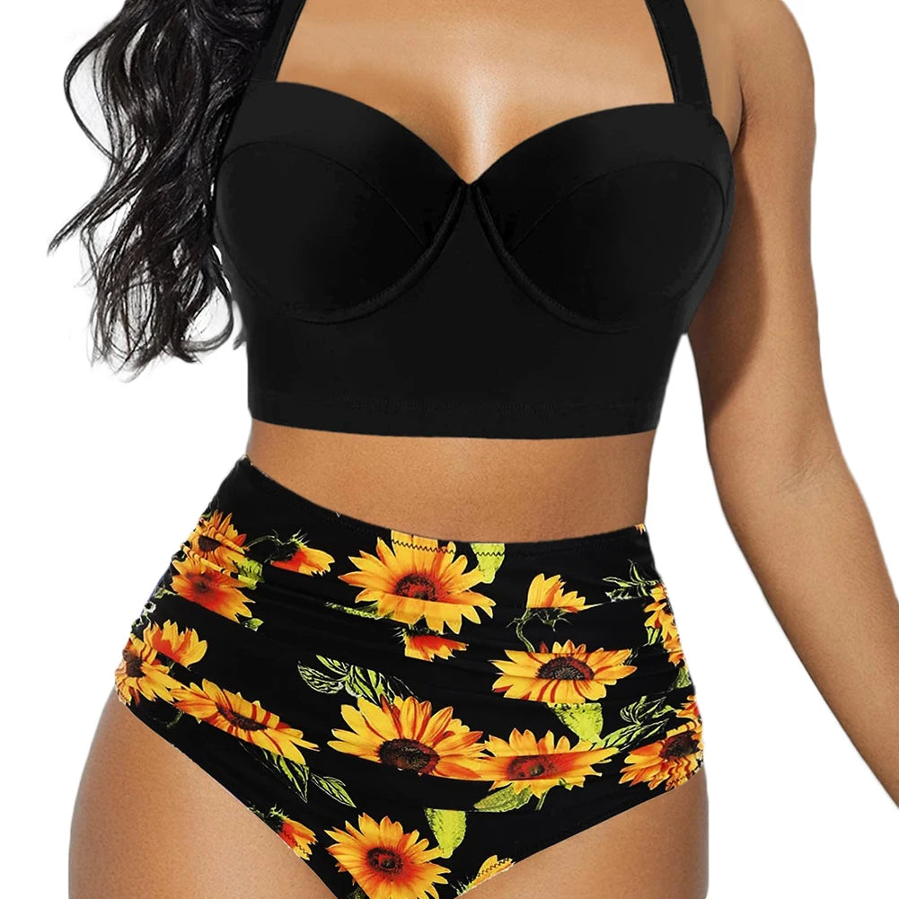 LuxeWave Floral Push-Up Bikini