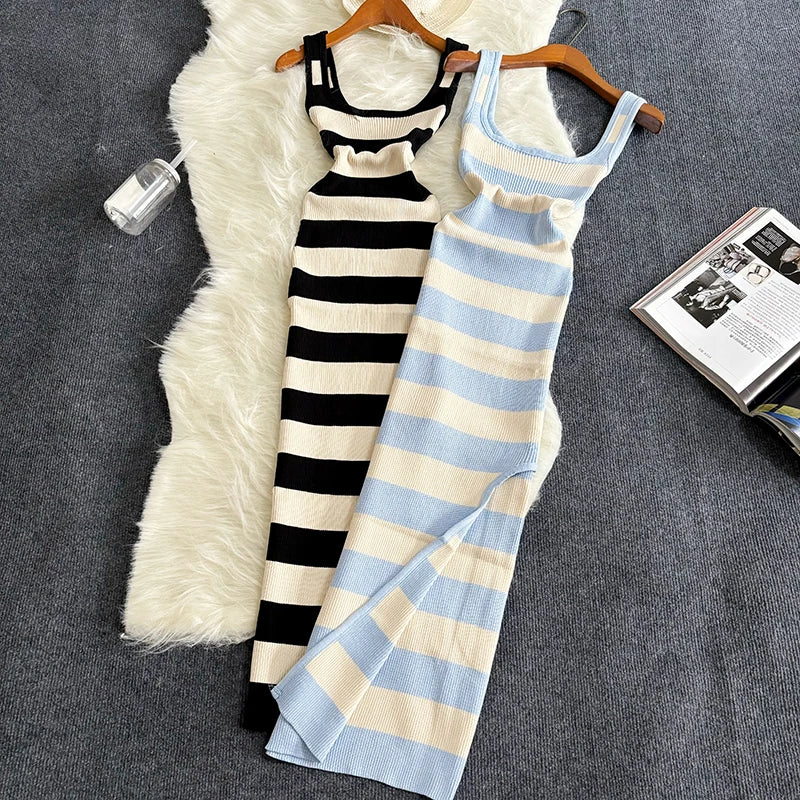 Velvet Stripes Maxi Dress