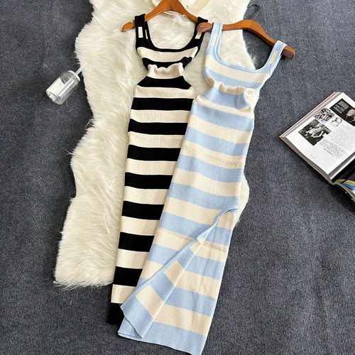 Velvet Stripes Maxi Dress